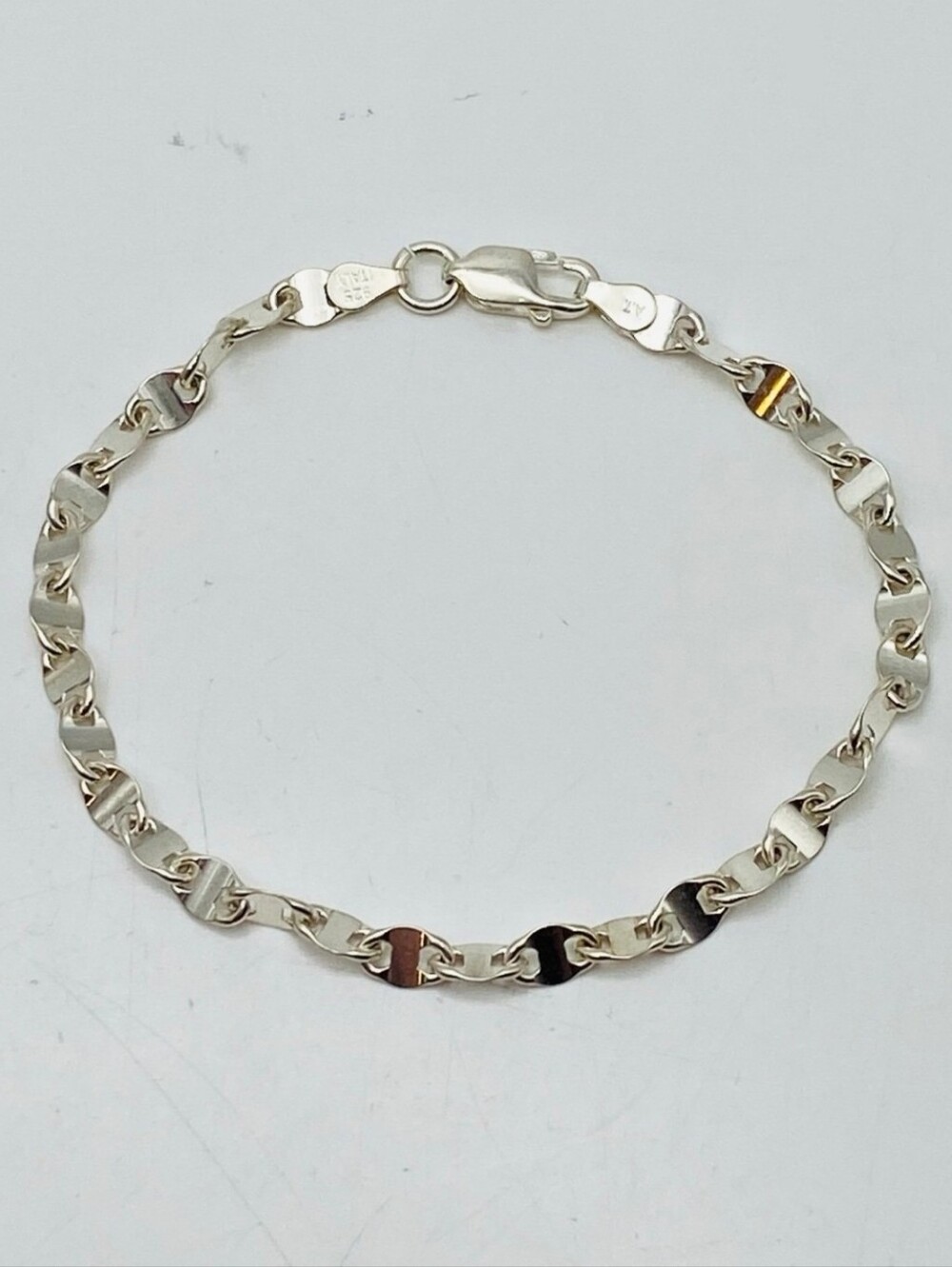 Vintage 925 Sterling Silver Italian Mariner Anchor Link Bracelet 8" 5.4g Italy